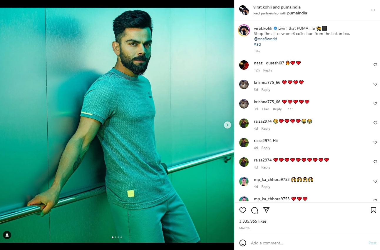 IG account of Virat Kohli