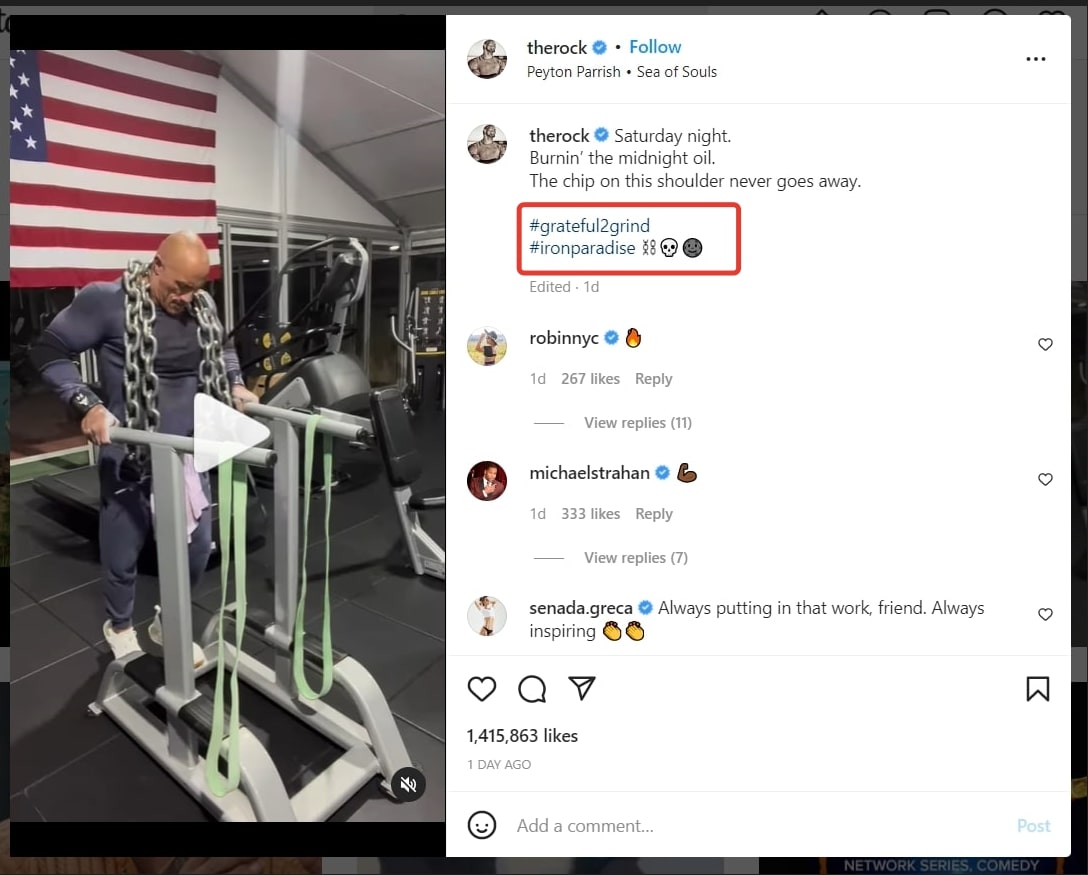 instagram video ot @therock